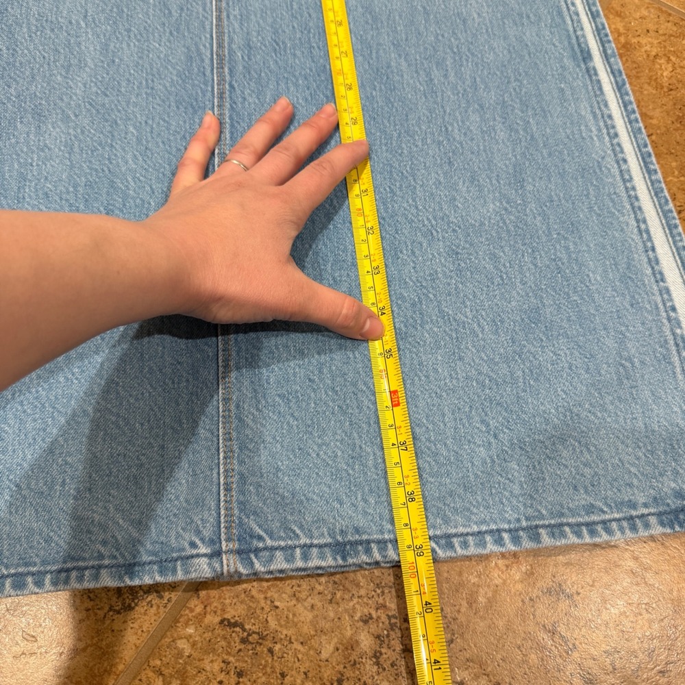 MOTHER Snacks Fun Dip Denim Maxi Skirt Light Wash‎ Blue Side Slits Sz 24 P NWT - Picture 7 of 13